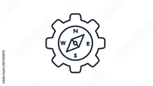 Gear Compass Icon: Navigation, Direction, Strategy, Engineering, Exploration, Guidance