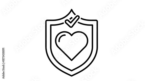 Heart Shield Security Icon - Protection and Care Symbol