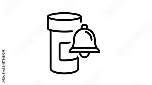 Medical Reminder Icon: Pill Bottle and Bell Notification