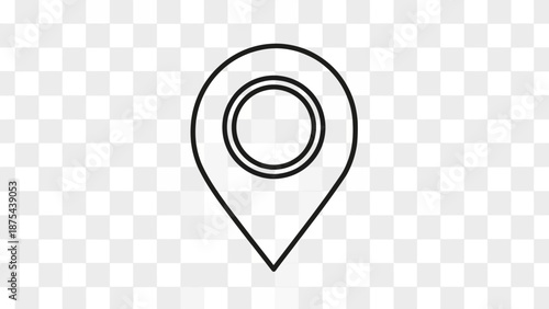 Minimalist Location Pin Icon Outline on Transparent Background
