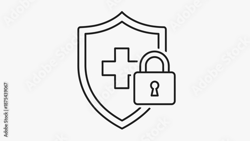 Medical Security Shield and Lock Icon