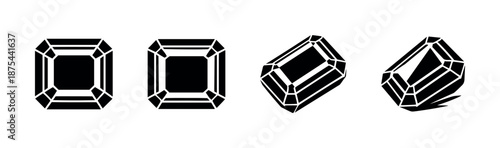 Gemstone vector icons set: black diamond, jewel collection, gemstone symbols
