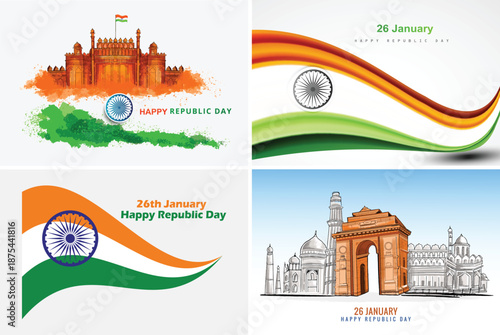 Beautiful indian flag theme republic day card background