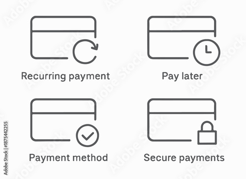 Digital Payment Icons for Secure Transactions and Billing Options