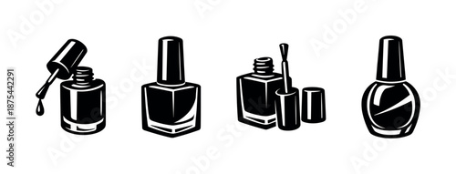 Nail polish vector icons set - beauty, style, polish, lacquer, manicure symbols
