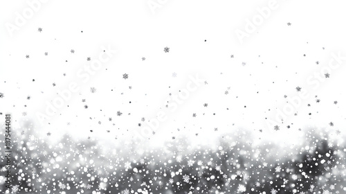 Snowfall with falling snowflakes winter overlay effect, stock illustration on a white background