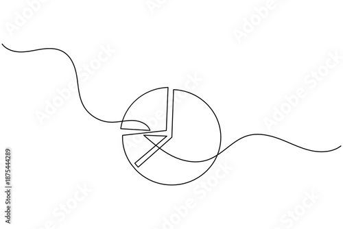 Quadro su tela Minimalist single line pie chart graph for business data and analytics