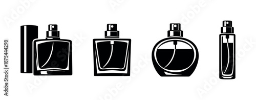 Perfume bottle vector icons set for beauty and cosmetics design