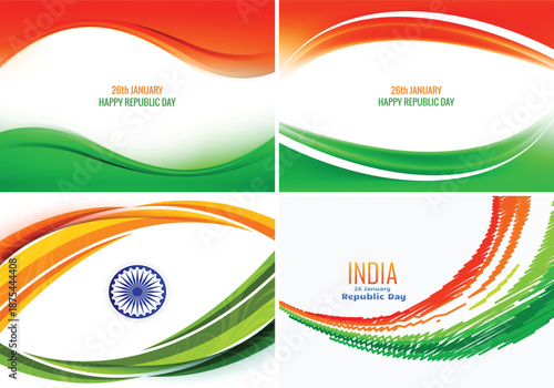 Beautiful tricolor indian flag wave theme card design