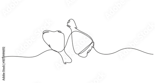 Continuous Line Drawing of a Fried Chicken Drumstick,single Line art Drawing Chicken Leg,