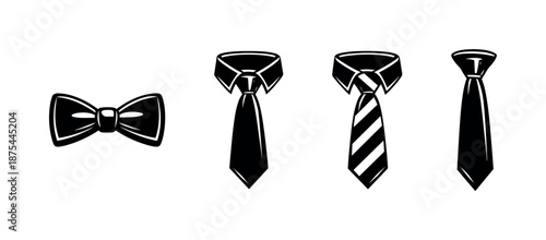 Men's fashion accessories vector icons set: ties and bow ties collection