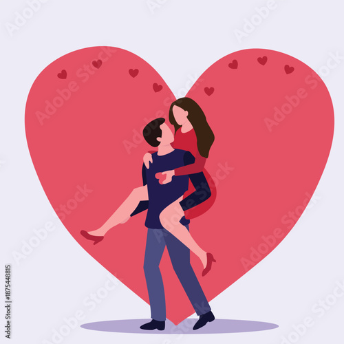 Couple in love together. Happy Valentines Day 14 February  Romantic happy loving couple. Valentine's Day, love & relationships. Happy Valentines Day vector illustration.