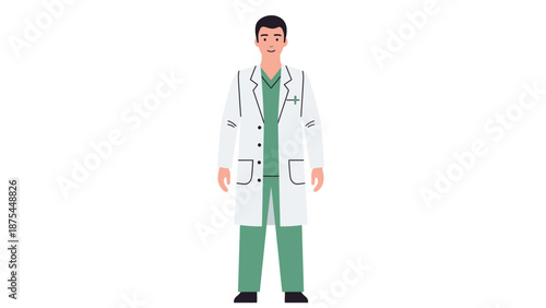 Doctor in Lab Coat and Scrubs Illustration