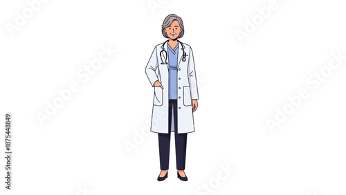 Female Doctor, Senior Physician, Medical Professional, Healthcare Worker with Stethoscope