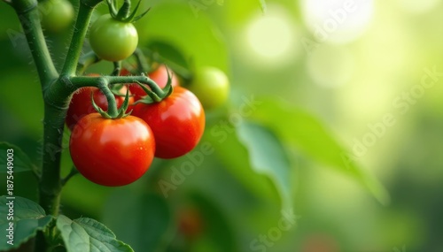 Small cherry tomato tree overflowing with tiny red tomatoes , tasty, colorful, red fruit