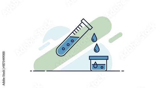 Medical Research: Droplet from Test Tube into Small Container, Science Icon