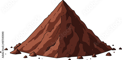 A high quality cartoon illustration of a pile of brown soil dirt or earth ground isolated on a white background
