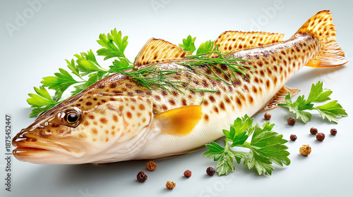 An isolated whole fresh cod...