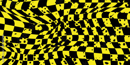 Black and yellow chess pattern. Checkerboard seamless vector illustration. Abstract checkered checkerboard for game. Grid geometric rectangle shape. Race flag. Retro mosaic floor.