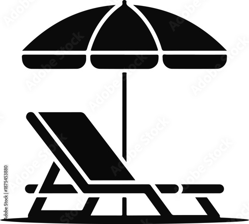 Beach Umbrella and Lounge Chair Icon illustration