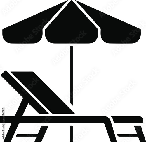 Beach Umbrella and Lounge Chair Icon illustration