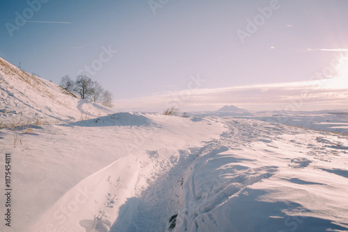 winter landscape with snow covered mountains
