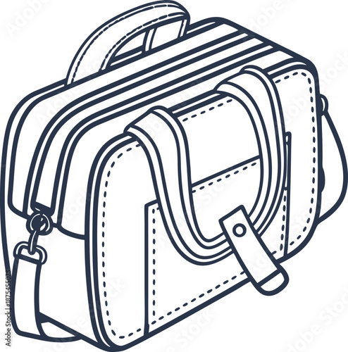 Leather briefcase with shoulder strap and front pocket, portable business bag design