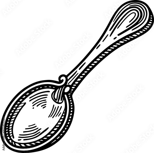 vintage wooden spoon illustration hand drawn kitchen utensil with carved handle and smooth bowl