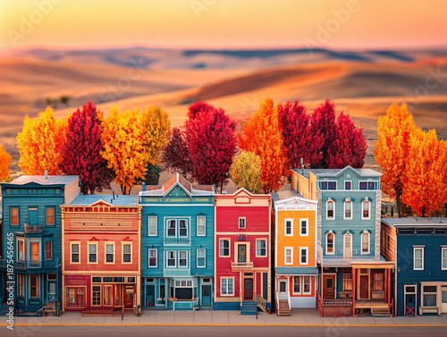 Village small town skyline