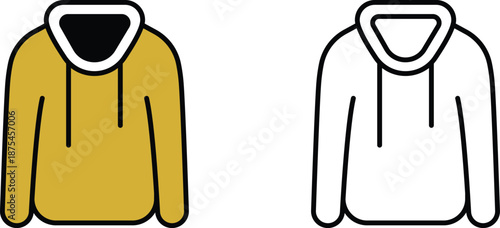Hooded pullover sweater vector icon design showing casual hoodie fashion, minimal flat style Vector illustration.