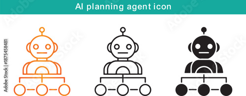 Ai planning agent icon in different states of design and color