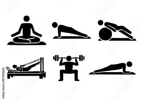 フィットネス・運動・トレーニングのピクトグラムアイコンセット ベクター素材