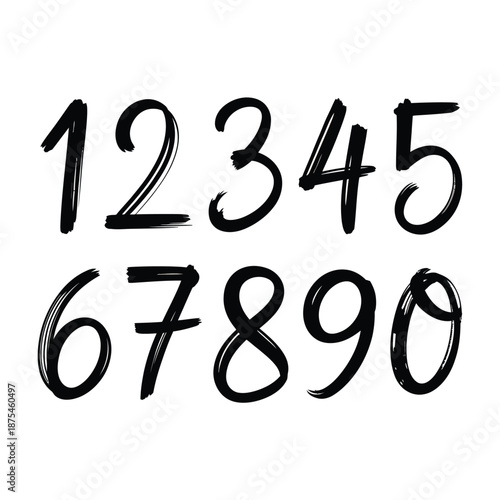 handwritten numbers from one to zero in a two line sequence