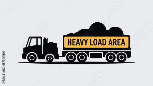 Heavy duty truck carrying large load in designated heavy load area