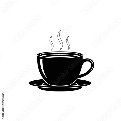 Steaming Hot Coffee Cup Icon Vector Silhouette