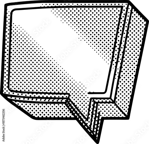 Retro comic speech bubble with halftone shading blank dialogue balloon with thick outline