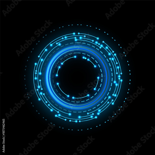 Circuit board circle frame. Abstract digital round frame, hardware board and electronic motherboard pattern vector. Programming science, computer system element