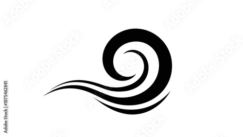 Abstract Swirl Wind Icon, Dynamic Flow Movement Symbol, isolated white background