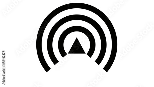 Wifi Radar Signal Icon with Concentric Circles and Triangle, isolated white background
