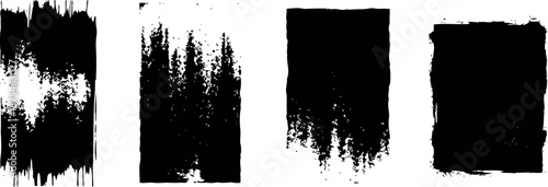 grunge textured vertical black ink brush strokes on white background