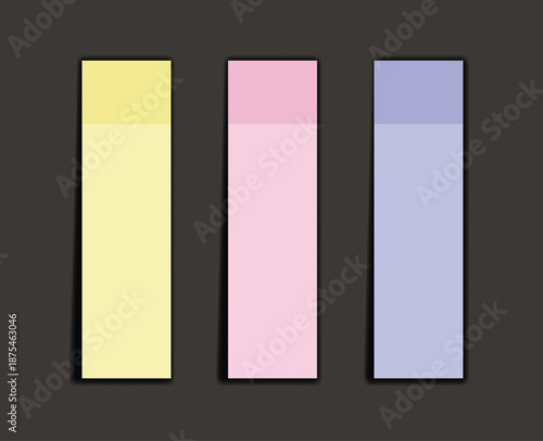 Paper notes stickers. Place for memo messages on paper sheets. Blank sticky place for to do list and office notice or information board