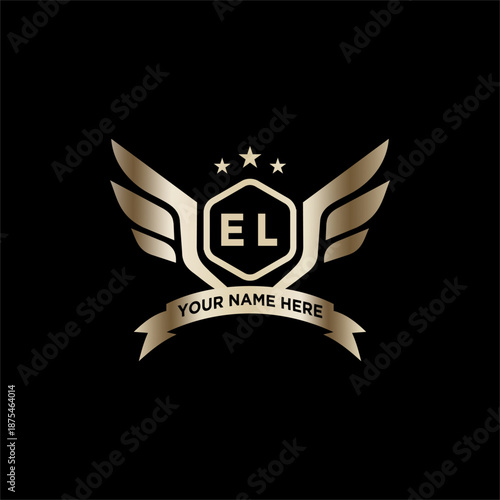 EL Initials Eagle Logo Icon Education Stock Vector