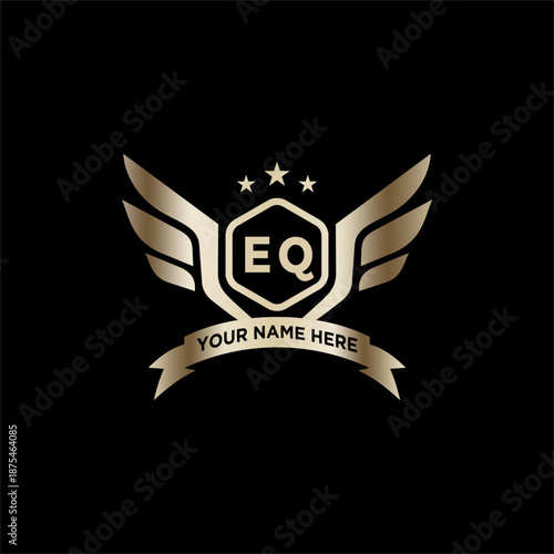 EQ Initials Eagle Logo Icon Education Stock Vector