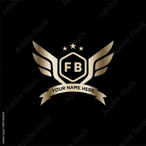 FB Initials Eagle Logo Icon Education Stock Vector