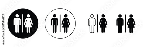 Toilet icon vector illustration, girls and boys restroom signs, bathroom symbols, WC and lavatory icons, public facility, hygiene and restroom concept.
