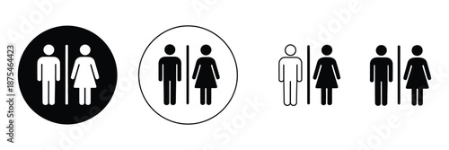 Toilet icon vector illustration, girls and boys restroom signs, bathroom symbols, WC and lavatory icons, public facility, hygiene and restroom concept.