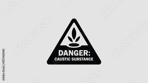 Warning sign for caustic substance with danger symbol