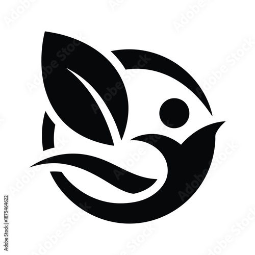 Circle icon with leaf and person silhouette for community and wellness