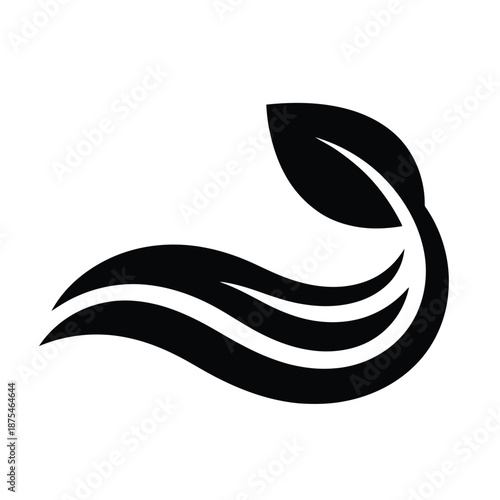 Leaf shaped wave icon representing natural water or organic liquid flow