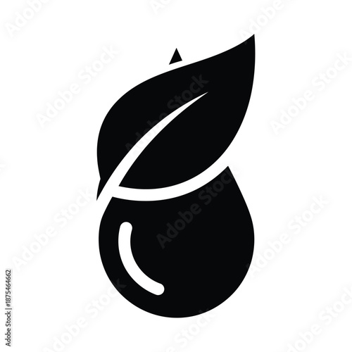 Drop with leaf icon representing essential oil or organic liquid product